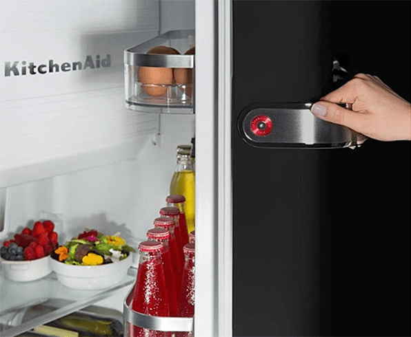 partial view of KitchenAid refrigerator